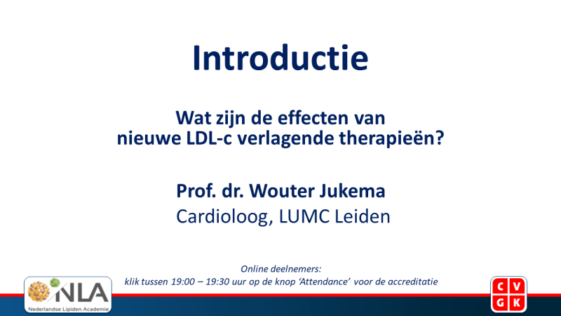 Slides: Introductie - Wat zijn de effecten van  nieuwe LDL-c verlagende therapieën?