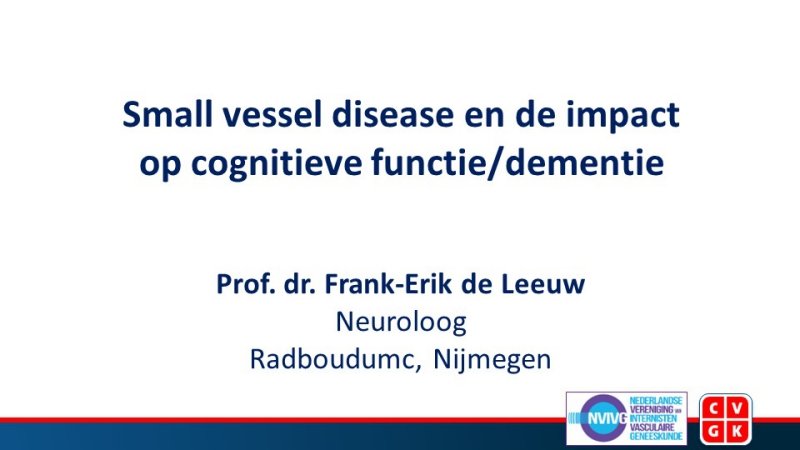Slides: Small vessel disease en de impact  op cognitieve functie/dementie